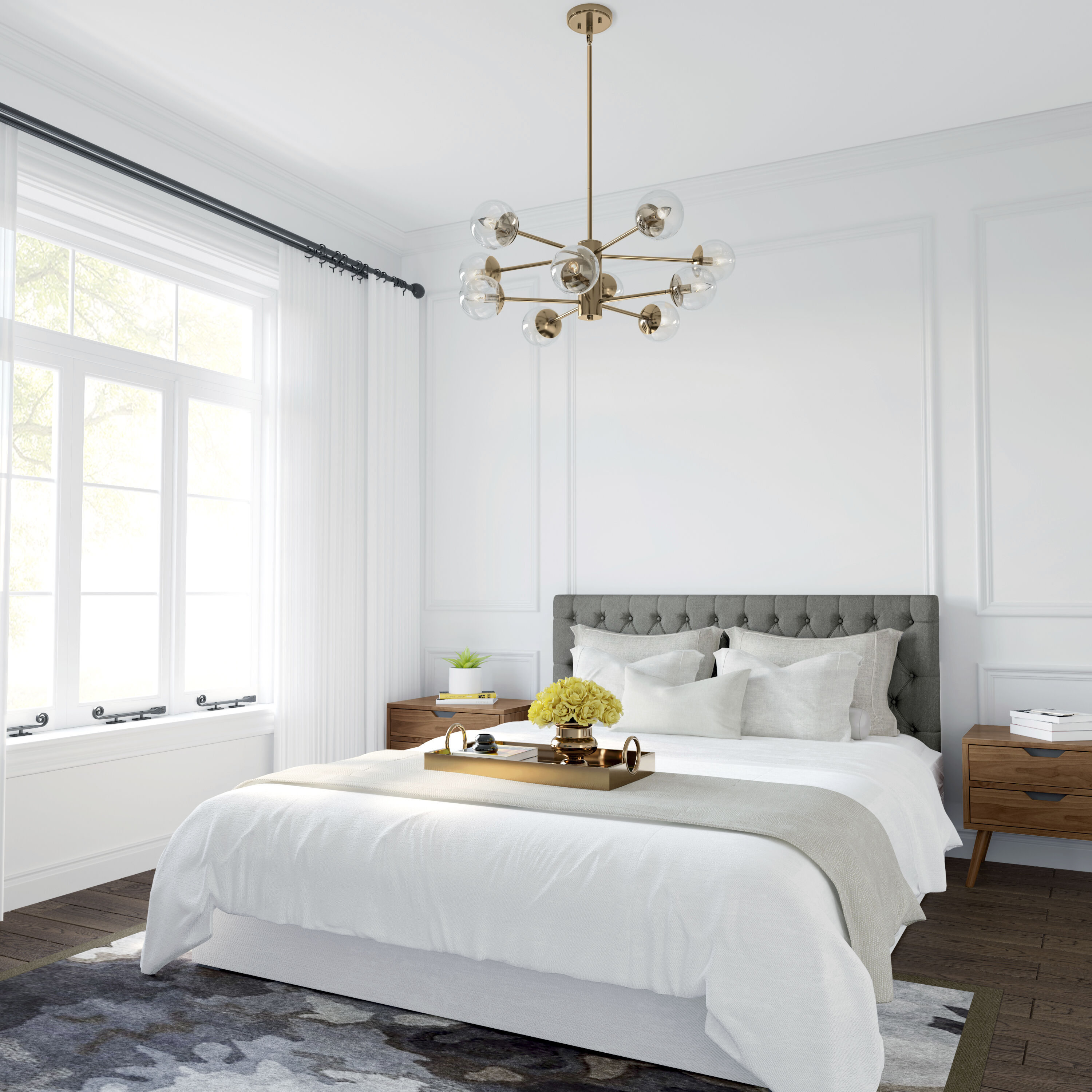 Avell 10 Light 36 inch Modern Gold Chandelier Ceiling Light